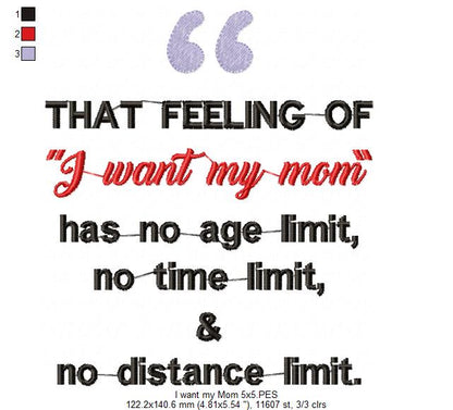 That Feeling of "I Want my Mom" - Fill Stitch