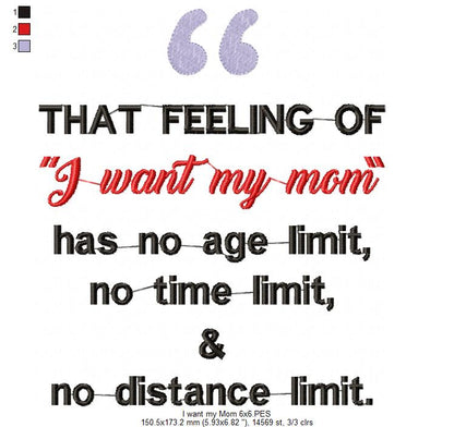 That Feeling of "I Want my Mom" - Fill Stitch