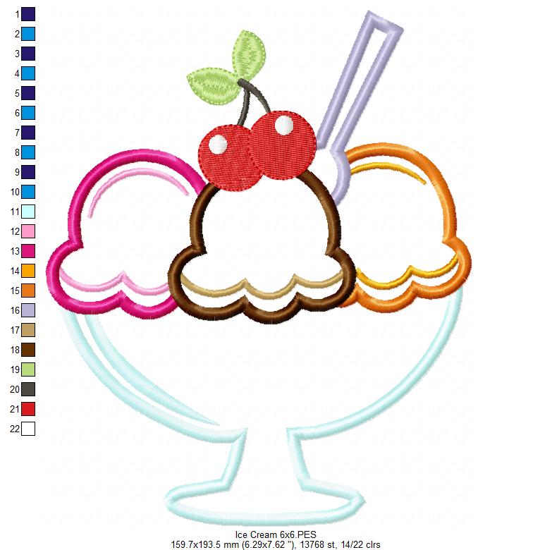 Ice Cream Cup - Applique