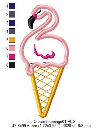 Flamingo Ice Cream - Applique