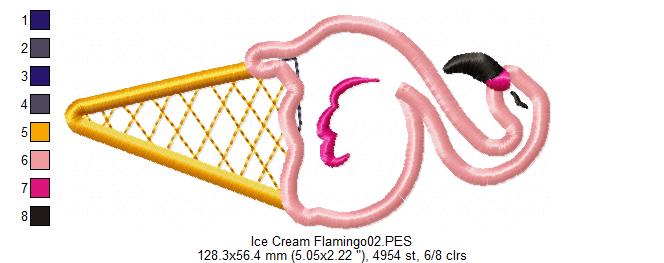 Flamingo Ice Cream - Applique