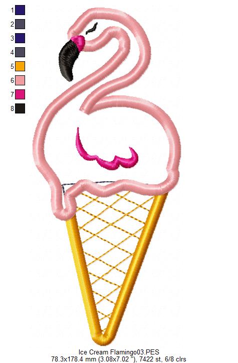 Flamingo Ice Cream - Applique