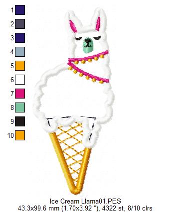 Llama Ice Cream - Applique