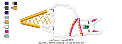Llama Ice Cream - Applique