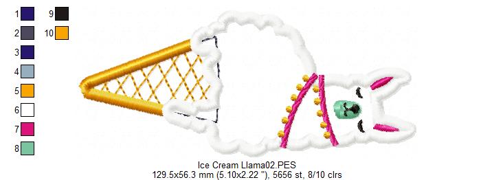 Llama Ice Cream - Applique