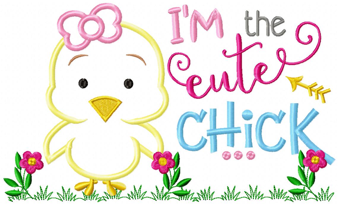 Sweet Center Chick - Appliqué – Machine Embroidery Design