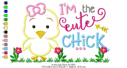 Sweet Center Chick - Appliqué – Machine Embroidery Design