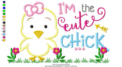Sweet Center Chick - Appliqué – Machine Embroidery Design
