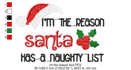 I'm the Reason Santa has a Naughty List - Fill Stitch