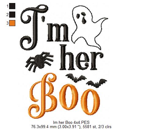 I'm her Boo and I'm his Ghoul - Fill Stitch - Set of 2 designs