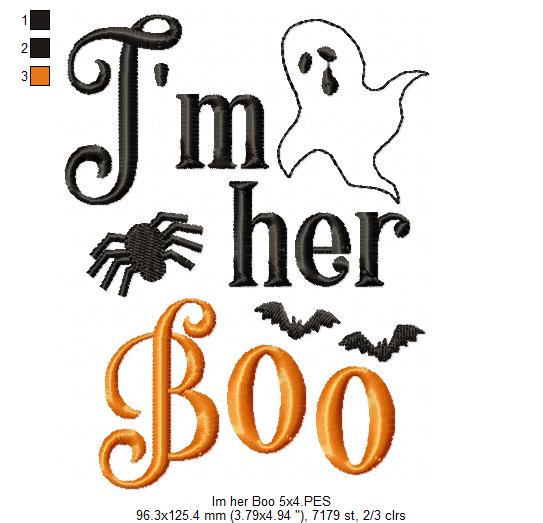 I'm her Boo and I'm his Ghoul - Fill Stitch - Set of 2 designs