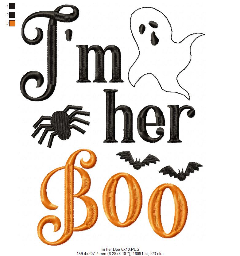 I'm her Boo and I'm his Ghoul - Fill Stitch - Set of 2 designs