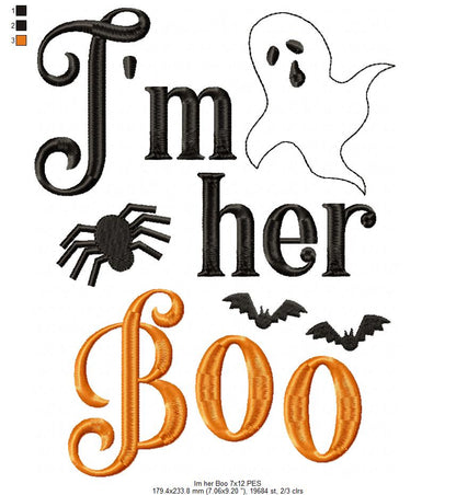 I'm her Boo and I'm his Ghoul - Fill Stitch - Set of 2 designs