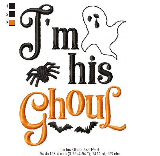 I'm her Boo and I'm his Ghoul - Fill Stitch - Set of 2 designs