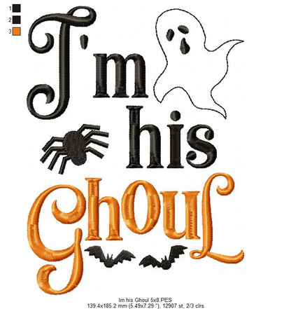 I'm her Boo and I'm his Ghoul - Fill Stitch - Set of 2 designs