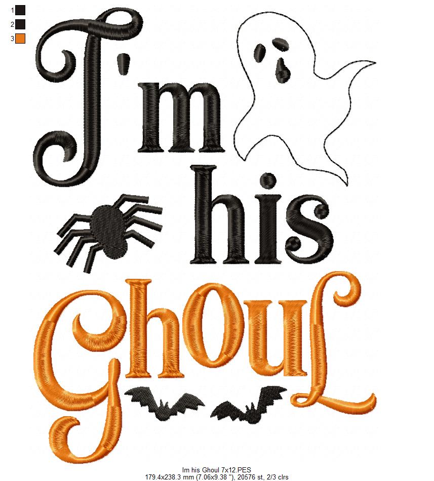 I'm her Boo and I'm his Ghoul - Fill Stitch - Set of 2 designs