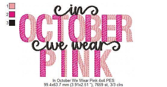 In October we Wear Pink - Fill Stitch