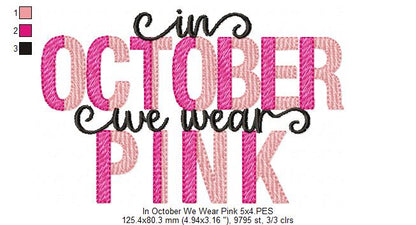 In October we Wear Pink - Fill Stitch