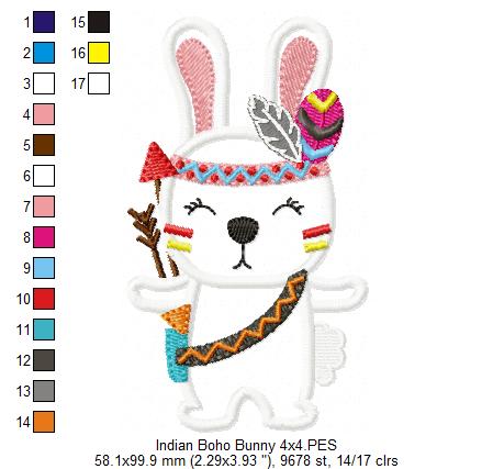 Indian Boho Bunny - Applique - Set of 2 designs