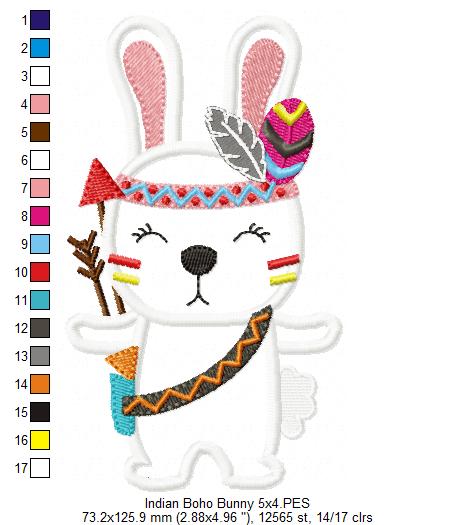 Indian Boho Bunny - Applique - Set of 2 designs