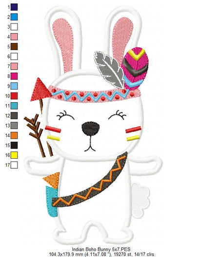 Indian Boho Bunny - Applique - Set of 2 designs