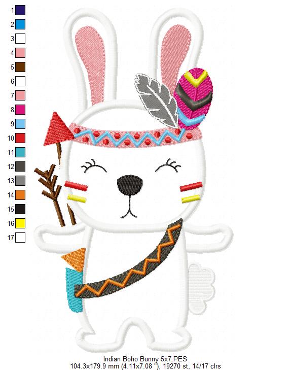 Indian Boho Bunny - Applique - Set of 2 designs