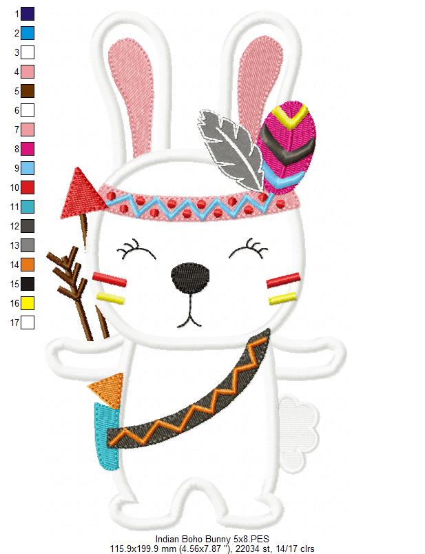 Indian Boho Bunny - Applique - Set of 2 designs