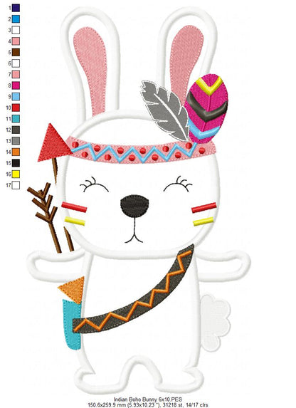 Indian Boho Bunny - Applique