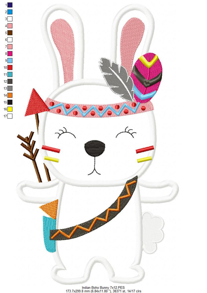 Indian Boho Bunny - Applique - Set of 2 designs