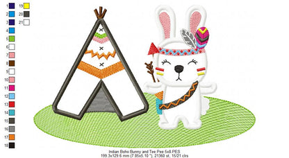 Indian Boho Bunny - Applique - Set of 2 designs