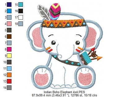 Indian Boho Elephant - Applique