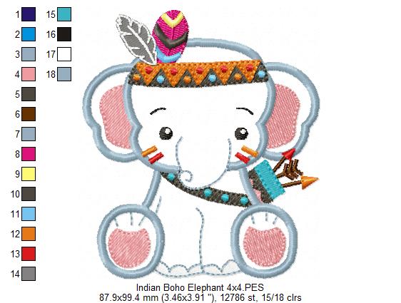 Indian Boho Elephant - Applique