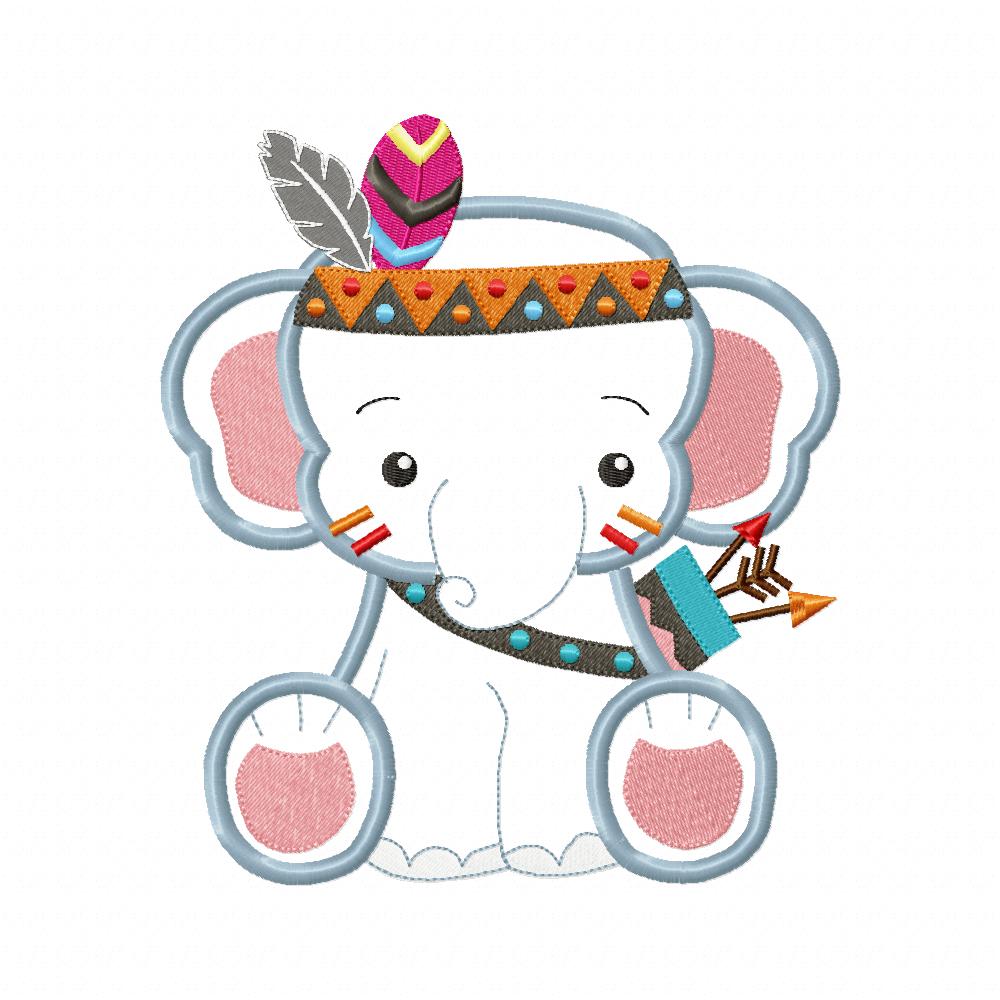 Indian Boho Elephant - Applique - Set of 2 designs