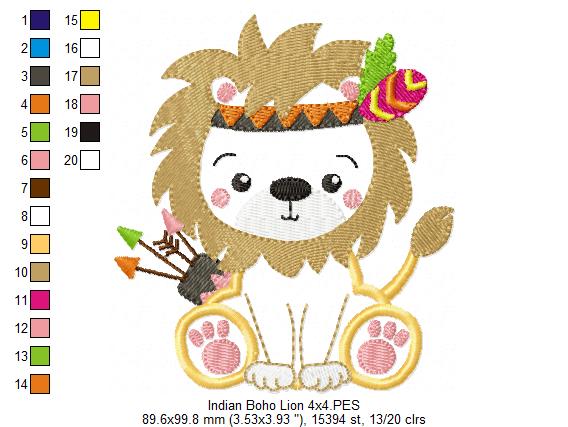 Indian Boho Lion - Applique - Set of 2 designs