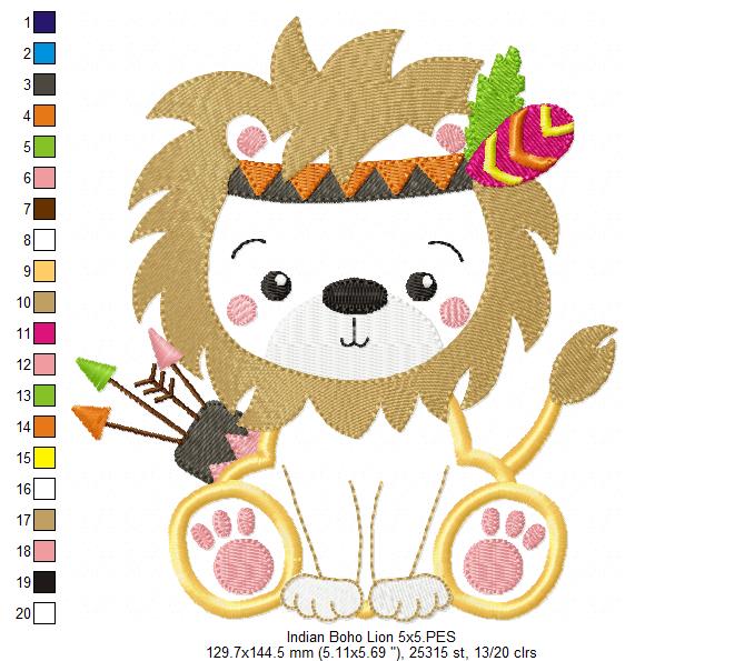 Indian Boho Lion - Applique - Set of 2 designs