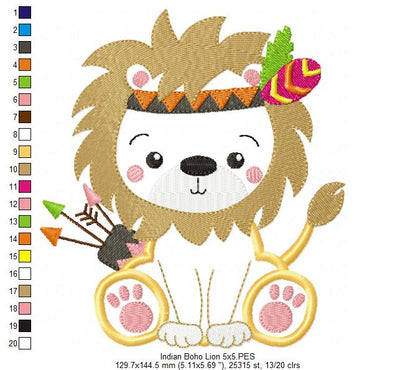 Indian Boho Lion - Applique - Set of 2 designs
