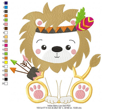 Indian Boho Lion - Applique - Set of 2 designs