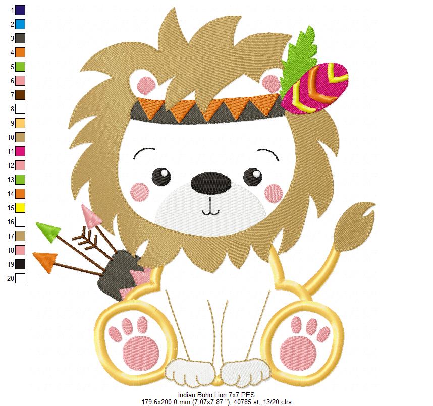Indian Boho Lion - Applique - Set of 2 designs