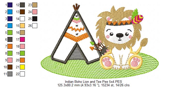 Indian Boho Lion - Applique - Set of 2 designs