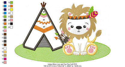 Indian Boho Lion - Applique - Set of 2 designs