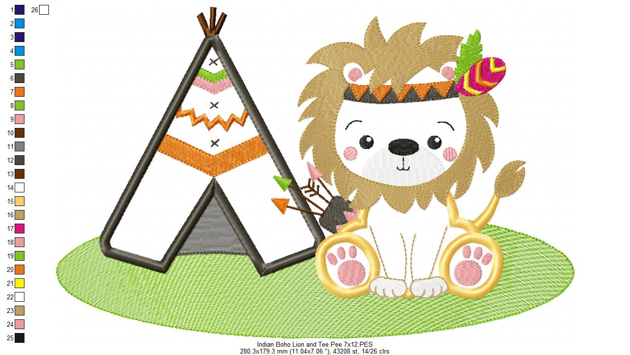 Indian Boho Lion - Applique - Set of 2 designs