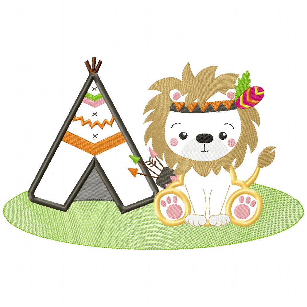 Indian Animals Boho and Tee Pee - Applique - Set of 6 designs
