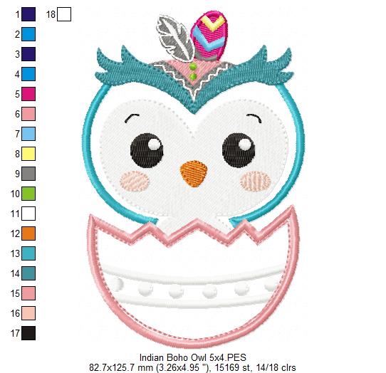 Indian Boho Owl - Applique - Set of 2 designs
