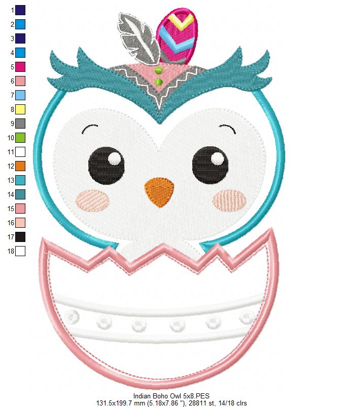 Indian Boho Owl - Applique - Set of 2 designs