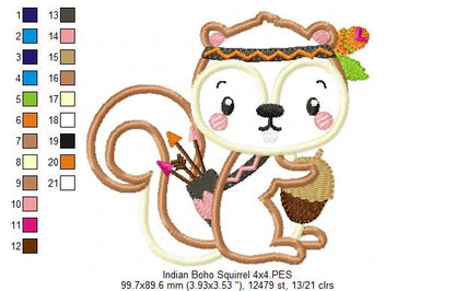 Indian Boho Squirrel - Applique