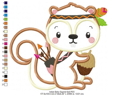 Indian Boho Squirrel - Applique