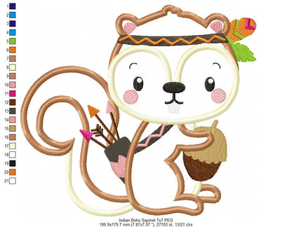 Indian Boho Squirrel - Applique