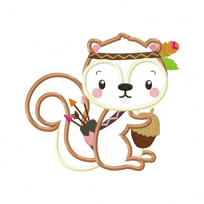 Indian Boho Squirrel - Applique - Set of 2 designs