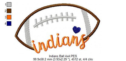 Indians Football Script - Satin Stitch – Machine Embroidery Design