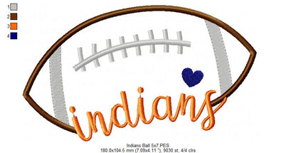 Indians Football Script - Satin Stitch – Machine Embroidery Design